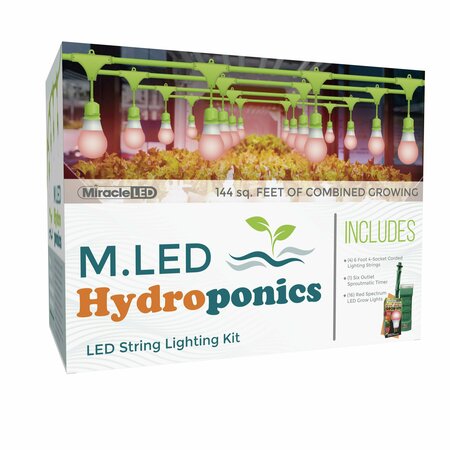 MIRACLE LED Hydroponics 4-Socket LED Red Spectrum Grow Kit, 4PK 603789